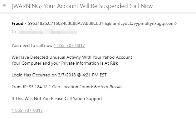 account warning email